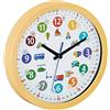 Relaxdays Orologio da Parete per Bambini, Analogico, Ø 30 cm, da Muro Cameretta Ragazzi, per Imparare l'Ora, Colorato