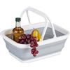 Relaxdays Bacinella Pieghevole con Manici, Catino Rettangolare 8 l, Picnic e Campeggio, 15,5x38,5x28,5 cm, Bianco Grigio