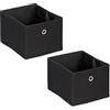 Relaxdays Scatola Portaoggetti, Set 2 Portagiochi da Scaffale, HLP 16x20,5x25 cm, Box in Stoffa Giochi, Libreria, Nero
