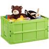 Relaxdays Cassetta Pieghevole, Stabile, da Lavoro, Plastica Resistente, 60L, HLP 31,5 x 58,5 x 40 cm, Verde
