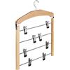 Relaxdays Gruccia per Gonne con Pinze Salvaspazio, Appendiabiti Multiplo Antiscivolo, 45,5x39x2,5 cm, Marrone Chiaro