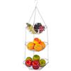 Relaxdays Portafrutta da Appendere 3 Ripiani, Cesto per la Frutta da Appendere, Salvaspazio per Cucina, Acciaio, argento