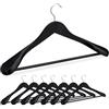Relaxdays Grucce Appendiabiti per Giacche e Abiti, Set 8 Appendini con Barra Appendi Pantaloni e Gonne, Legno, Nero