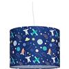 Relaxdays Lampadario a Sospensione per Bambini, Cameretta e Stanza dei Giochi, Motivo Spazio, HxD: 155x35 cm, Colorato