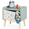 Relaxdays Comodino da Letto per Bambini, Tavolino con Cassetto Cameretta, 41x40x30 cm, Legno e MDF, Design con Stelle