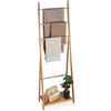 Relaxdays Portasciugamani Bagno da Terra, Piantana Porta Accappatoio con Ripiano Bambù, HLP: 153 x 53,5 x 30 cm Marrone