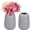 Relaxdays Set 2 Vasi in Ceramica Decorativi, Vasetto per Fiori Freschi, Centrotavola HxD: 15x10 cm, Decorazione, Grigio