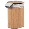 Relaxdays Cesto Portabiancheria in bambù, Ovale, 46 l, Pieghevole, Cesta con Coperchio, Bagno 55x42x32 cm, Naturale