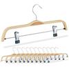 Relaxdays Grucce per Pantaloni, Set da 12 Appendini per Gonne, 2 Clip Appendi Abiti, Legno, Ferro, L: 37,5 cm, Marrone