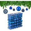 Relaxdays Set da 150 Palline di Natale, Addobbi Natalizi, Opache, Lucide, Glitterate, ∅ 3,4 e 6 cm, Decorazioni, Blu