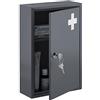 Relaxdays Armadietto Pronto Soccorso per Medicinali, Cassetta con Chiusura di Sicurezza, 32x21,5x9,5 cm, Grigio Bianco
