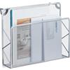 Relaxdays Portariviste in Metallo Muro, Organizer Portagiornali da Appendere, Cesto Portadocumenti, 28x35,5x10, Argento