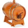Relaxdays Botte da 2,2 Litri per Liquori, Mini Barile in Legno, Rubinetto e Supporto, per Whisky, Vino, Marrone Chiaro