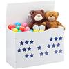 Relaxdays Portagiochi per Bambini con Coperchio, 40 x 60 x 30 cm, Contenitore con Stelle, Porta Giocattoli, Bianco/Blu