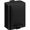 Relaxdays Pattumiera Bagno a Pedale 5 L, Cestino Secchio Interno Rimovibile e Coperchio Ammortizzato, Ferro Opaco, Nero