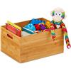 Relaxdays Scatole di Legno Portaoggetti, Contenitori Aperti Senza Coperchio, 21x40x30, Cassette Bagno & Cucina, Naturale