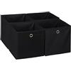 Relaxdays Scatola Portaoggetti, Set 4 Box a Cubo da Scaffale, HLP 30 x 30 x 30 cm, Portagiochi Pieghevole, Stoffa, Nero