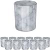 Relaxdays Set da 12 Portacandele in Vetro, Effetto Marmo Decorativo per Centrotavola e Bagno, H x D: 8,5 x 7 cm, Grigio