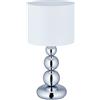 Relaxdays Lampada da Tavolo con Sfere, Abat Jour con Paralume di Stoffa, HxD: 50 x 25 cm, Attacco E27, Argento Bianco