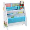 Relaxdays Scaffale Libreria Bambini, 4 Scomparti,Immagini di un Falò, per Bimbi, Dimensioni HLP: 71x62x29 cm, Colorato