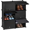 Relaxdays Scarpiera in Plastica, 12 Scomparti Chiusi con Ante, Scaffale Porta Scarpe, HxLxP: 95 x 85 x 31,5 cm, Nero