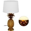 Relaxdays Lampada da Tavolo a Forma di Ananas, Paralume in Stoffa, Attacco E27, con Cavo, Decorativa, HD 54 x 30 cm, Oro