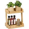 Relaxdays Portaspezie in bambù, Organizer per Spezie con 2 Ripiani, HLP: 27x27,5x16 cm, Espositore Spice Rack, Marrone
