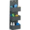 Relaxdays Organizer da Parete Stoffa Portaoggetti da Appendere 3 Cestini Portatutto Plastica HLP: 75x25x15cm, Grigio