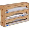 Relaxdays Taglia Pellicola da Cucina, Dispenser a Muro Porta Carta Forno e Stagnola, 23,5 x 39 x 9 cm, bambù, Naturale