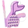 Relaxdays Pignatta Sirena, Piñata Vuota con Bastone e Maschera, Gioco Compleanno Bambini HLP: 37,5x20x8 cm, Lilla Rosa