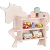 Relaxdays Scaffale per Bambini, Libreria Design Unicorno, Mobile da Parete con 2 Scomparti, HLP 54,5x66x13 cm, Rosa