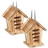 Relaxdays Casetta per Coccinelle, Set da 2 Case in Legno Fiammato da Appendere in Giardino, Hotel per Insetti, Marrone