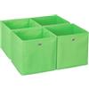 Relaxdays Scatola Portaoggetti, Set 4 Box a Cubo da Scaffale, HLP 30 x 30 x 30 cm, Portagiochi Pieghevole, Stoffa, Verde