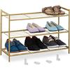Relaxdays Scarpiera a 3 Ripiani, Scaffale Modulare HxLxP: 50 x 70 x 26 cm, Portascarpe Salvaspazio Slim 9 Paia di Scarpe