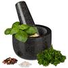 Relaxdays Mortaio & Pestello in Granito, Robusto & Resistente, Erbe Aromatiche, in Pietra Lucida, V 100ml, Ø 8,5, grigio