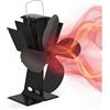 Relaxdays Ventola per Stufa Senza Elettricità, Silenzioso, Ventilatore per Camino & Forno, Accessorio con 4 Pale, Nero