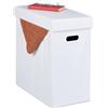 Relaxdays Pouf Contenitore per Sedersi, Coperchio Imbottito, HxLxP: 49 x 48,5 x 27 cm, Poggiapiedi Aspetto Pelle, Bianco