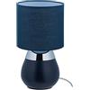Relaxdays Lampada da Tavolo, Luce Indiretta con Funzione Touch, Abat Jour con Paralume, H x D: 32 x 18 cm, Blu Scuro