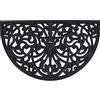 Relaxdays Zerbino con Motivo Ornamentale, 75x45 cm, Tappetino Semicerchio, in Gomma Antiscivolo, Indoor & Outdoor, Nero