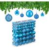 Relaxdays Set da 150 Palline di Natale, Addobbi Natalizi, Opache, Lucide, Glitterate, ∅ 3,4 e 6 cm, Deco, Blu Petrolio
