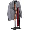 Relaxdays Servo Muto da Camera, Appendiabiti da Terra per Giacca e Pantalone 107x48x20 cm, Acciaio e MDF, Grigio Marrone