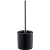 Relaxdays Set di Scopino e Portascopino in Ceramica, per Bagno e WC, Testa Sostituibile, H x D 38,5 x 12,5 cm, Nero