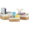 Relaxdays Cestino da Bagno Portaoggetti, Pratico Set da 3, Fodera in Tessuto, Bambù, Rettangolare, Giochi, Naturale