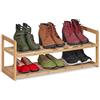 Relaxdays Scarpiera in Impilabile in bambù, Porta Scarpe con 2 Livelli, Fino a 6 Paia, 29,5 x 72,5 x 27 cm, Naturale