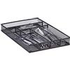 Relaxdays 10022513_46 Portaposate da Cassetto in Metallo Forato, Grande, Aperto, Misura L, HxLxP: 5,1x28,6x40,6 cm, Nero