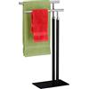 Relaxdays Piantana Portasciugamani, Autoportante con 2 Aste, in Acciaio, HxLxP: 78x44x20 cm, Bagno, WC, Nero Argentato