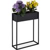 Relaxdays Supporto per Fiori, Portavasi in Ferro, HLP: 70x55x20 cm, Porta Piante Rettangolare da Interni, Metallo, Nero