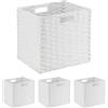 Relaxdays Cesti Intrecciati Portaoggetti in Plastica, Set 4 Scatole da Scaffale, HLP 31x32x30 cm, Organizer Cubo, Bianco
