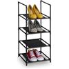 Relaxdays Scarpiera a 4 Ripiani in Stoffa, Scaffale Slim HxLxP: 72 x 33 x 33 cm, Portascarpe Salvaspazio a Colonna