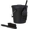 Relaxdays Secchio Portacenere, Contenitore per Cenere, Carbonella, con Manico Coperchio Paletta e Scopino, 19 L, Nero